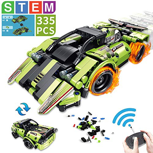 AOKESI 2 in 1 Remote Control Racing Car - 335 Piece Snap Together Engineering Car Kits STEM Building Toys Early Learning Racecar Toys Gift for Ki, 본문참고 