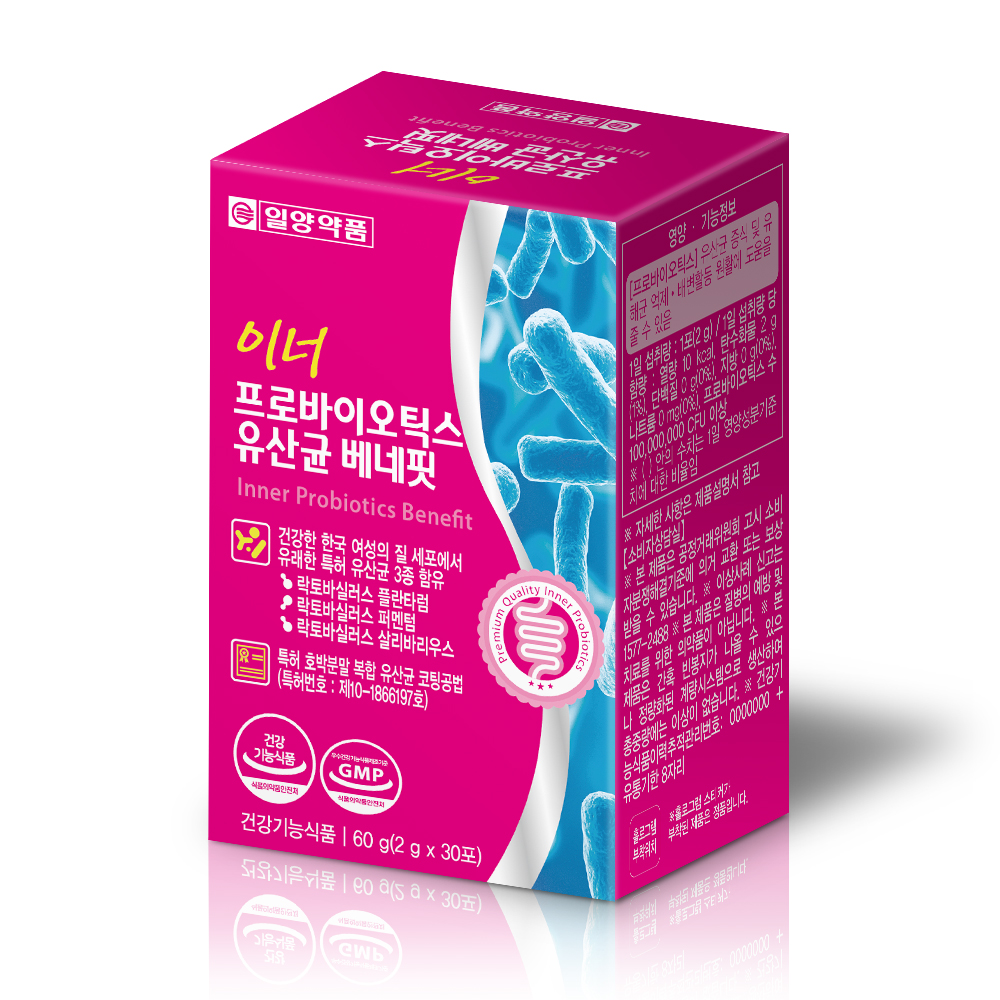 일양약품 이너 프로바이오틱스 여성 질유래유산균 베네핏 30p, 60g, 1개 