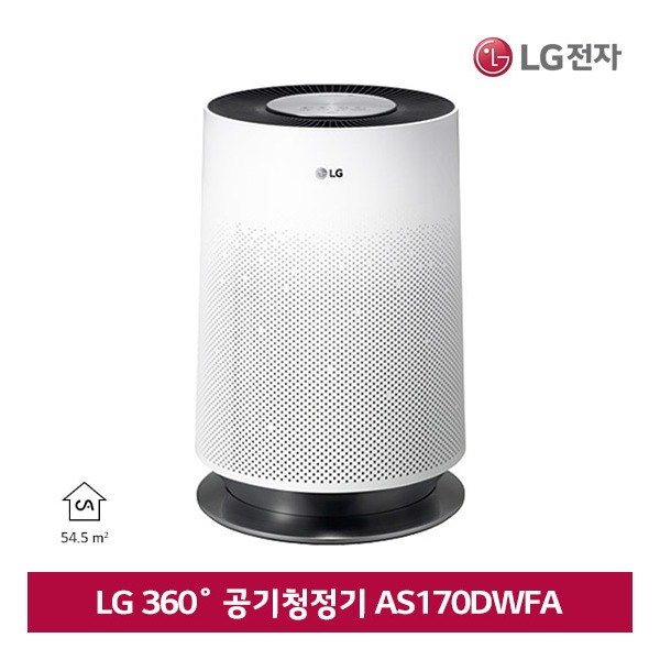 [LG전자] LG 퓨리케어 360도 공기청정기 AS170DWFA 크리미 스노우 54.5㎡, 상세 설명 참조 