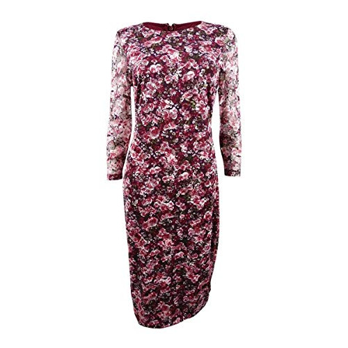 kensie Womens Plus Lace Floral Print Midi Dress 