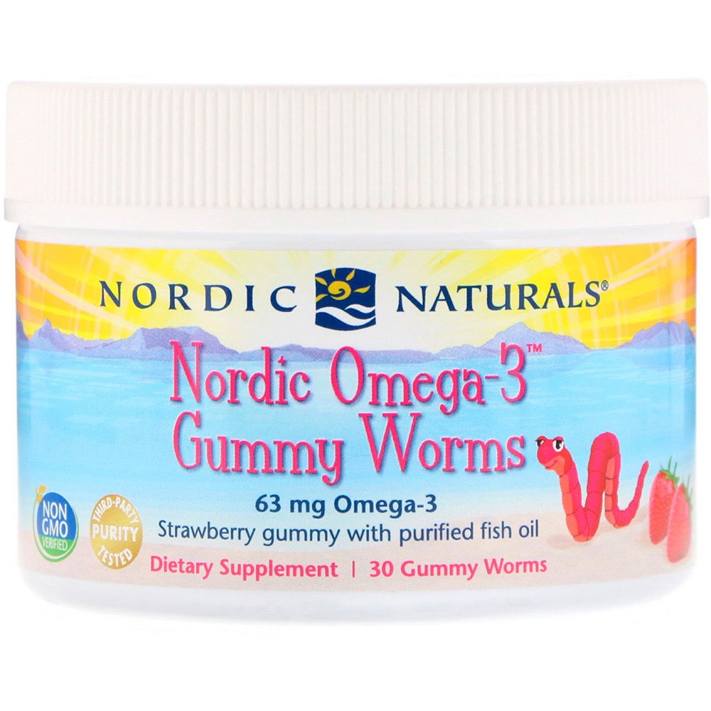노르딕내추럴스 Nordic Naturals Omega-3 Gummy Worms 30 C 노르딕 오메가-3 벌레 30구미 1팩, 1세트, 1 