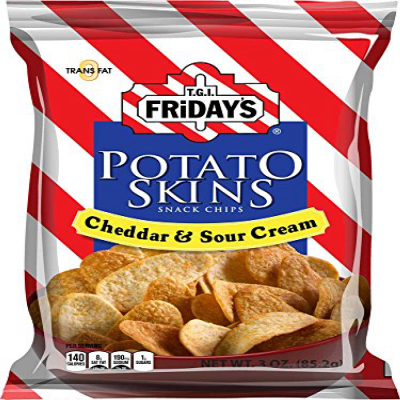 TGI Fridays Cheddar and Sour Cream Potato Skins - 3 oz. bag 6 per case TGI 금요일 체다 치즈 및 사우어 크림 감자 스킨, 1 