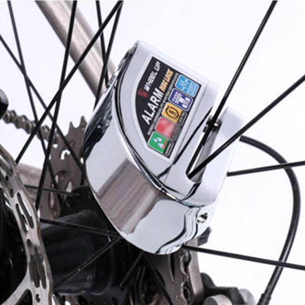 WHEEL UP 자전거 바이크 싸이클 MTB 브레이크 자물쇠 도난방지 경보기 알림 잠금장치 악세사리 용품, 디스크락 알람 자물쇠 - 실버 