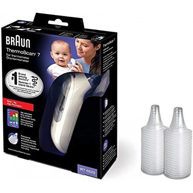 Braun (이틀 배송) 브라운 써모 스캔 7 IRT6520 온도계 + 보너스 40 렌즈 필터, 1 