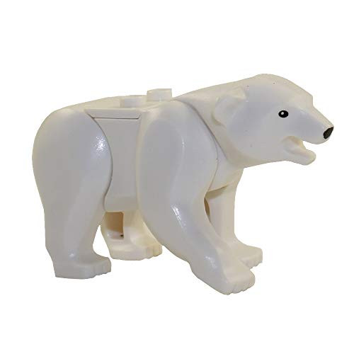 LEGO Animal Minifigure Husky Artic White Polar Bear Black Eyes - Nose (Aprox. 2 inch Size), 본문참고 