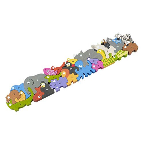 BeginAgain Animal Parade A to Z Puzzle and Playset - Educational Wooden Alphabet Puzzle - 2 and Up, Style = Animal A to Z 