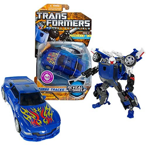 Transformer Year 2010 Reveal The Shield Series Deluxe Class 6 Inch Tall Figure - Turbo Tracks with 2 Converting Blasters (Vehicle Mode: Sports Ca, 본문참고 