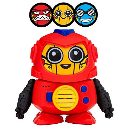 Power Your Fun Tok Tok Voice Changer Robot Toys - Mini Talking Robots for Kids with 3 Robot Voices and LED Faces for Ages 3 and Up Blue, Color = Red 