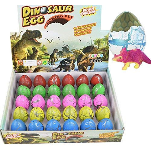 Dinosaur Eggs Toy Hatching Growing Dino Dragon for Children Large Size Pack of 30pcs Colorful Crack by Yeelan, Color = Colorful Crack 