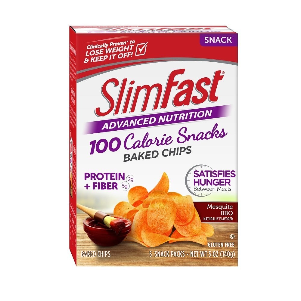 SlimFast 다이어트간식 100칼로리 바베큐맛 감자칩, 1팩, 5개입 