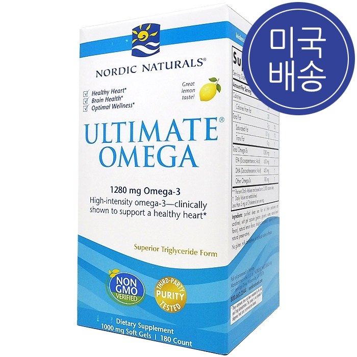 Nordic Naturals 노르딕 네츄럴스 Ultimate Omega 얼티메이트 오메가 1280 mg 180 소프트젤, 180정, 1병 