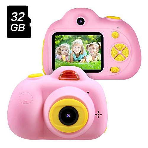 Best Birthday Gifts for Boys Age 3-8 OMWay Kids Digital Video Camera for Boys Toys for Boys 4 5 6 7 8 Year Old 8MP HD Camcorders Blue(32GB SD Car, Color = 1-Pink 