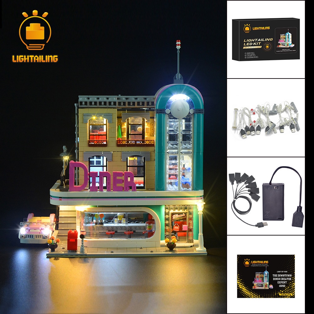 Creator expert 10260 downtown diner 빌딩 블록 조명 세트 용 lightailing led 라이트 키트 15037 호환, LED Light Set 