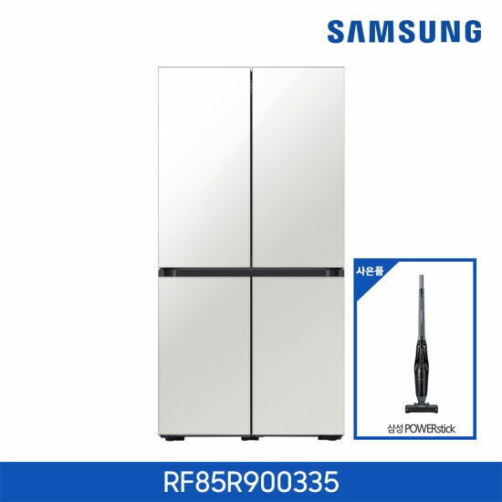 삼성 비스포크 냉장고 4도어(글라스) RF85R900331/32/34/35 (삼성 파워스틱 청소기 사은품), 색상:글램화이트(유광) 