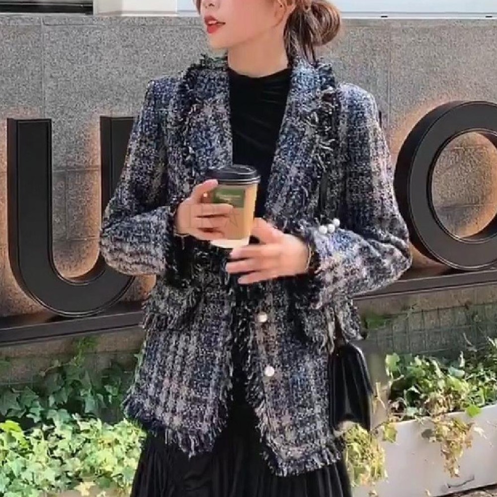 kirahosi 공항패션 빈티지 트위드 자켓 여성 슬림 숏 아우터 494호+덧신증정 AUd936ht 