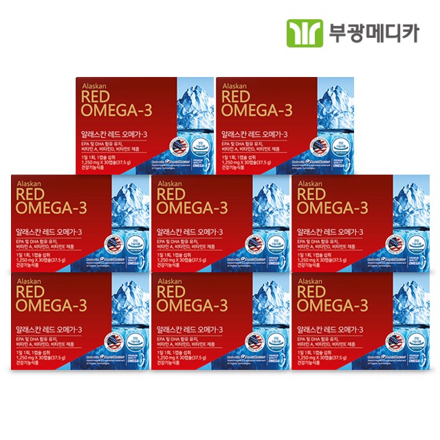 부광메디카 알래스칸 레드 오메가3 1250mg 인지질 EPA DHA 비타민A 비타민D 비타민E, 8box, 30캡슐 