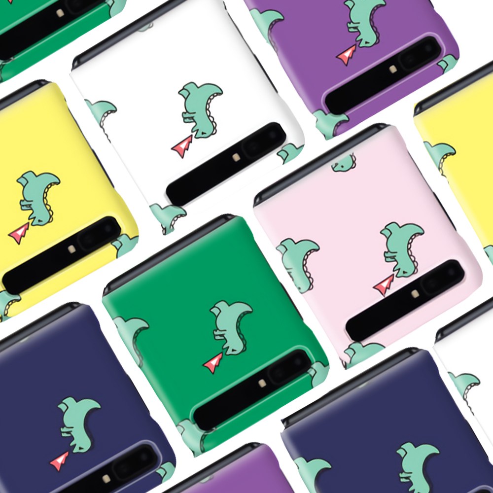 땀비네 삼성 갤럭시 Z Flip Z플립 제트플립 일러스트 귀여운 공룡 디자인 심플 슬림 하드 휴대폰 케이스 