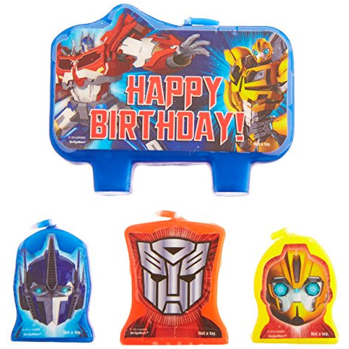amscan Mighty Transformers Birthday Party Molded Character Candle Decoration Set Pack of 4 Blue 3 X 1, Package Quantity = 3 