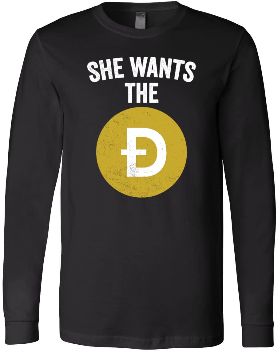 She Wants The D Funny Dogecoin Meme Doge HODL To The Moon Crypto T-Shirt